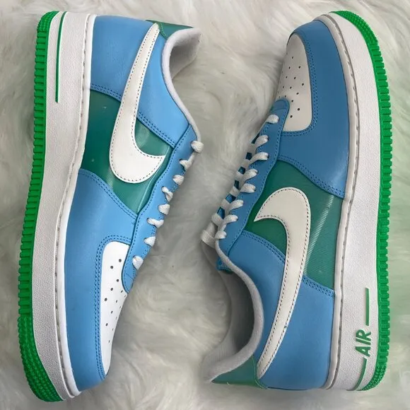 Nike Air Force 1 Low Blue Green Mens Leather Casual Shoes FZ4032-407 VNDS Sz 11