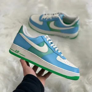 Nike Air Force 1 Low Blue Green Mens Leather Casual Shoes FZ4032-407 VNDS Sz 11