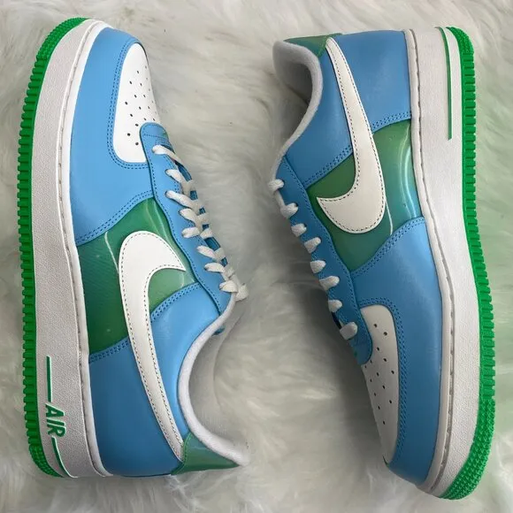 Nike Air Force 1 Low Blue Green Mens Leather Casual Shoes FZ4032-407 VNDS Sz 11