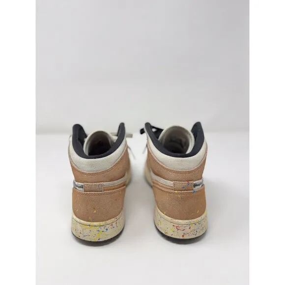 Nike Air Jordan 1 Mid Brushstroke Kids Shoes Brown Athletic Sneaker 6.5Y / W8