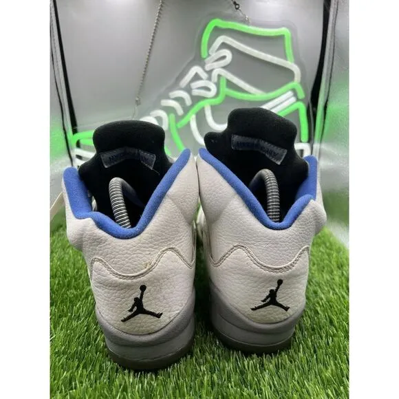 Nike Air Jordan 5 Retro White/Blue Athletic Shoes Sneakers 440888-140 Size 6.5Y