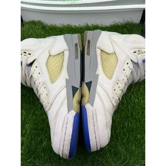 Nike Air Jordan 5 Retro White/Blue Athletic Shoes Sneakers 440888-140 Size 6.5Y