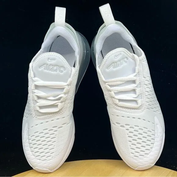 Nike Air Max 270 GS White Metallic Silver Shoes Sz 6Y NEW* 943345-103 (7.5 Wmns)