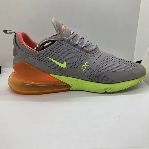 Nike Air Max 270 Mens 13 Gray Orange Green Athletic Sneaker Shoes AH8050-012