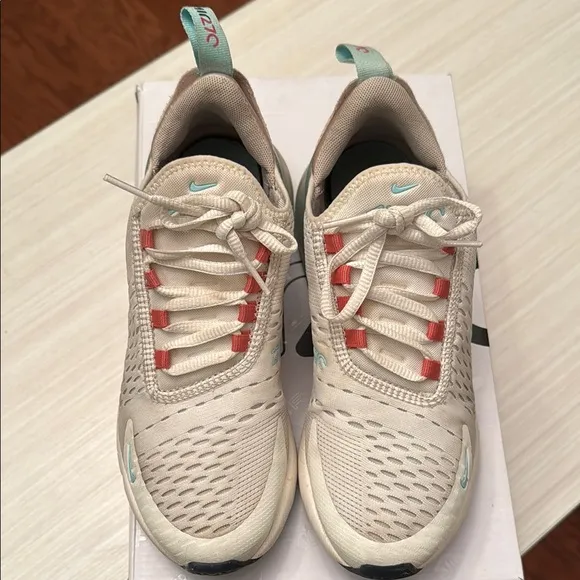 Nike Air Max 270 White and Red Athletic Shoes