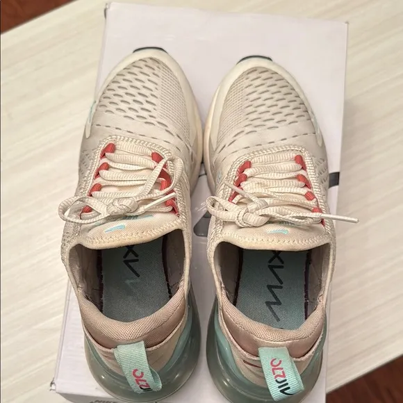 Nike Air Max 270 White and Red Athletic Shoes