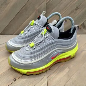 Nike Air Max 97 RFT GS Athletic Shoes Womens Size 6.5 Metallic Silver Volt‎