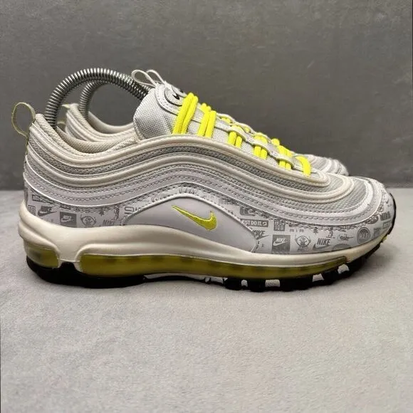 Nike Air Max 97 Size 7Y (Womens 8.5) Shoes White Volt Just Do It Athletic