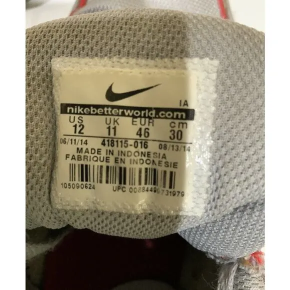 Nike Air Max Go Strong Wolf Gray Challenge Red Shoes Men's Size 12 Athleticwear