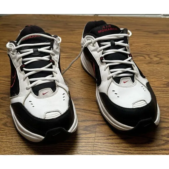 Nike‎ Air Monarch IV 416355-101 Black White Athletic Shoes Sneakers Mens Sz 14