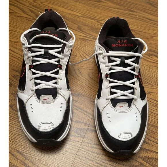 Nike‎ Air Monarch IV 416355-101 Black White Athletic Shoes Sneakers Mens Sz 14