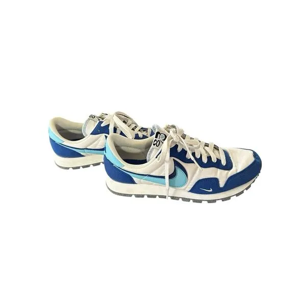 NIKE Air Pegasus 83 Double Swoosh Shoes Mens Sz 9 White Sail Old Royal Blue‎ EUC