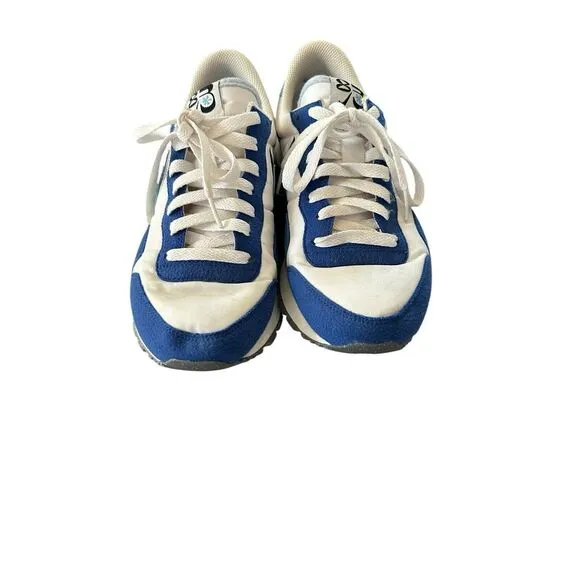 NIKE Air Pegasus 83 Double Swoosh Shoes Mens Sz 9 White Sail Old Royal Blue‎ EUC
