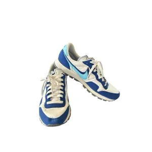 NIKE Air Pegasus 83 Double Swoosh Shoes Mens Sz 9 White Sail Old Royal Blue‎ EUC