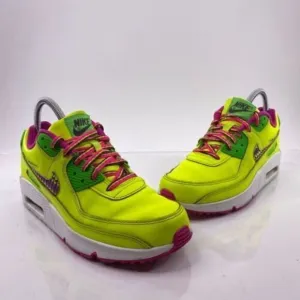 Nike Air Max 90 Leather GS Youth Size 5 Yellow Green Athletic Shoes CW5795-700