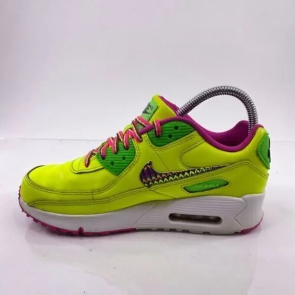 Nike Air Max 90 Leather GS Youth Size 5 Yellow Green Athletic Shoes CW5795-700