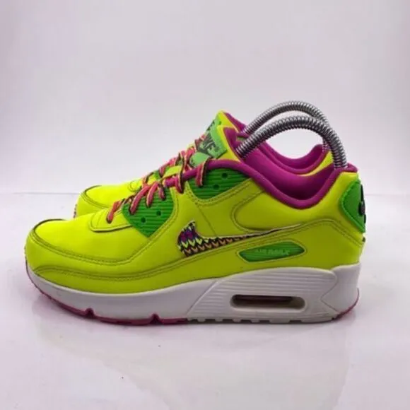 Nike Air Max 90 Leather GS Youth Size 5 Yellow Green Athletic Shoes CW5795-700