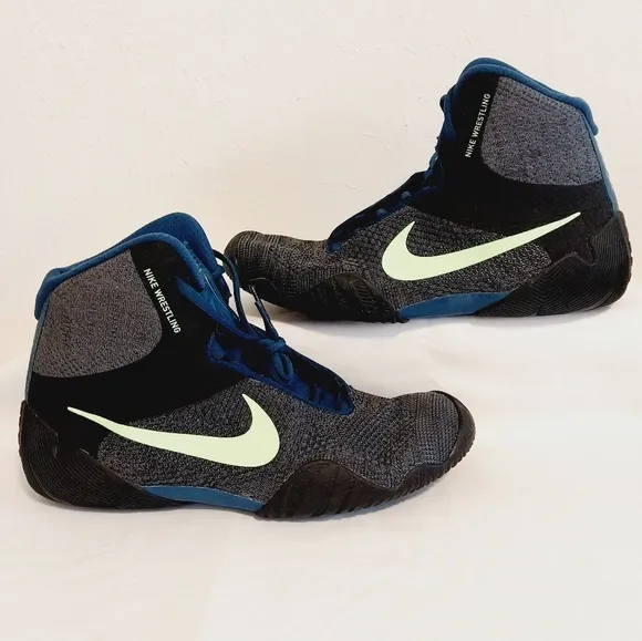 Nike Athletic Shoes in Dark Grayish-Brown with Teal Blue Laces