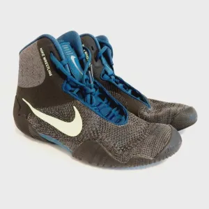 Nike Athletic Shoes in Dark Grayish-Brown with Teal Blue Laces