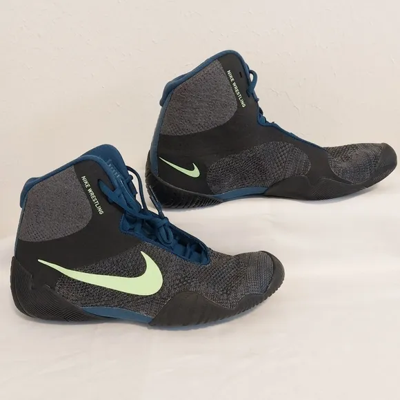 Nike Athletic Shoes in Dark Grayish-Brown with Teal Blue Laces