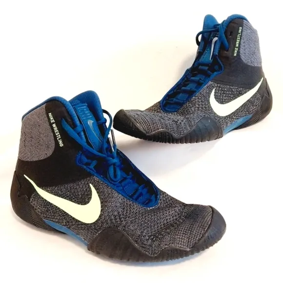 Nike Athletic Shoes in Dark Grayish-Brown with Teal Blue Laces