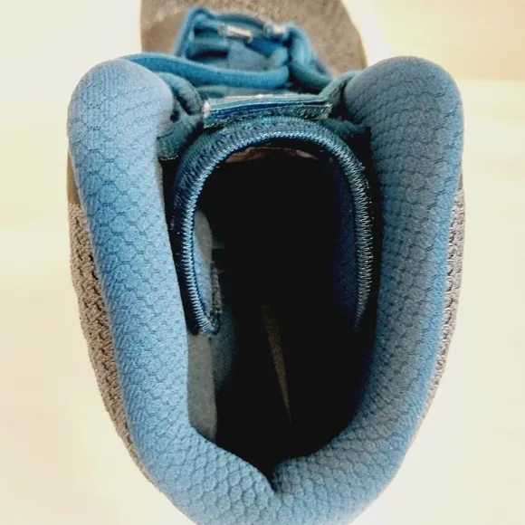 Nike Athletic Shoes in Dark Grayish-Brown with Teal Blue Laces