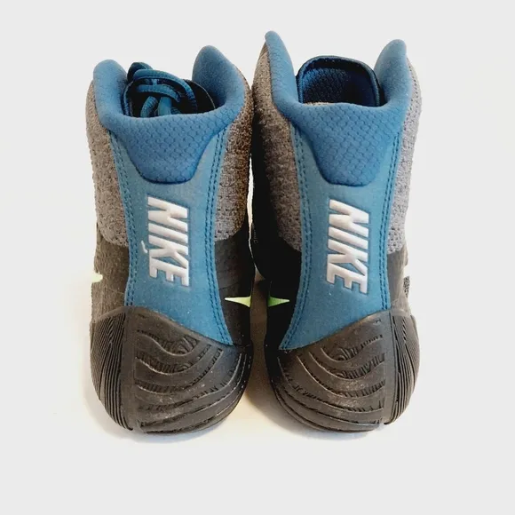 Nike Athletic Shoes in Dark Grayish-Brown with Teal Blue Laces