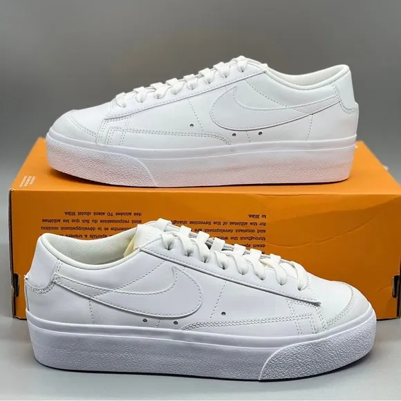 Nike Blazer Low Platform Shoes Women’s Triple White Brand New