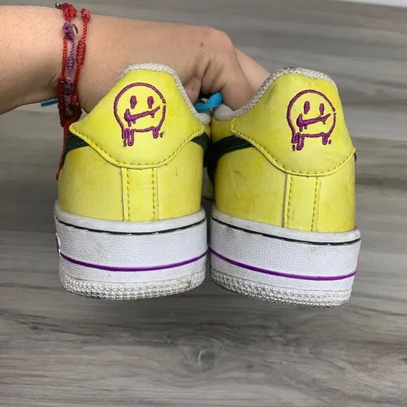 Nike Boys Air Force 1 Low Peace DC7299-700 Yellow Casual Shoes Sneakers Size 5 Y