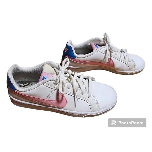 Nike Girls Athletic Shoes (GS) White PINK Sneaker Blue Size 6Y