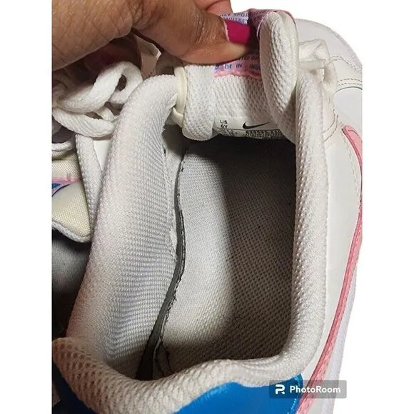 Nike Girls Athletic Shoes (GS) White PINK Sneaker Blue Size 6Y