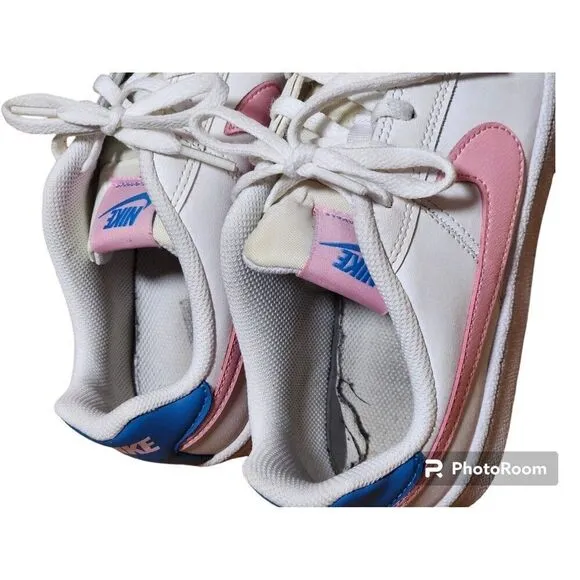 Nike Girls Athletic Shoes (GS) White PINK Sneaker Blue Size 6Y