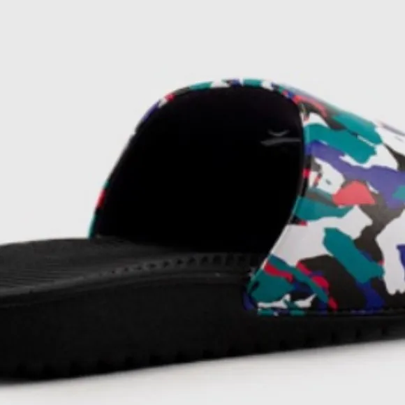 NIKE Kawa Melted Crayon Slides Sandals Kids Multi Color