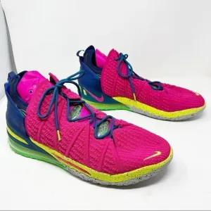 Nike Lebron 18 Los Angeles By Night 2020 Pink Basketball Athletic Shoes Size 18