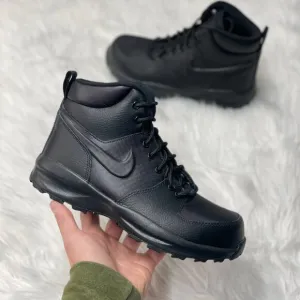 Nike Manoa Leather Mid GS Casual Boots Black BQ5372-001 NEW Multi Sz