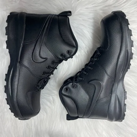Nike Manoa Leather Mid GS Casual Boots Black BQ5372-001 NEW Multi Sz