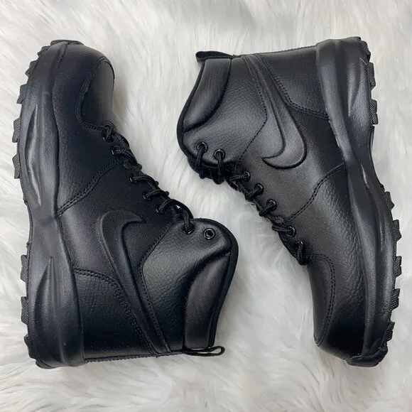 Nike Manoa Leather Mid GS Casual Boots Black BQ5372-001 NEW Multi Sz