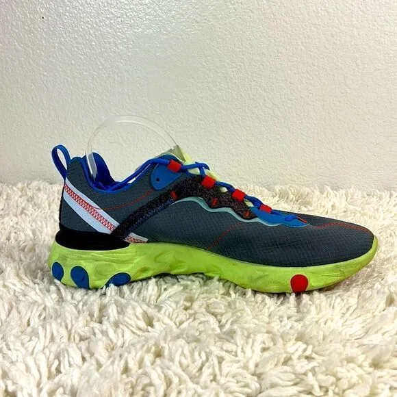 Nike Men Running Shoes React Element 55 SE Athletic Sneaker Blue Green Size 10.5