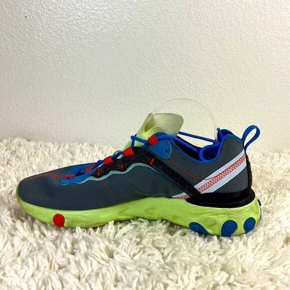 Nike Men Running Shoes React Element 55 SE Athletic Sneaker Blue Green Size 10.5
