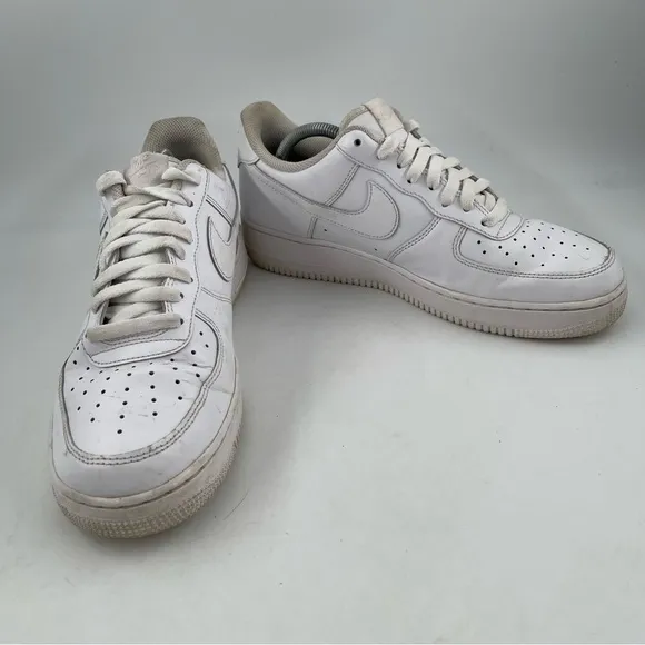 Nike Men’s Air Force 1 ‘07 Triple White Leather Shoes  CW2288-001- Size 10