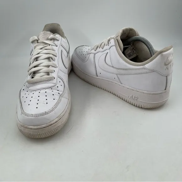 Nike Men’s Air Force 1 ‘07 Triple White Leather Shoes  CW2288-001- Size 10