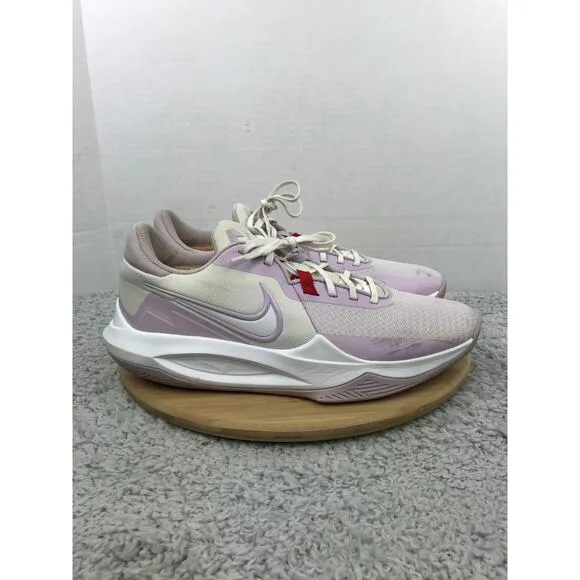 Nike Precision 6 White Doll Pink Athletic Basketball Shoes Mens 12 DD9535-100