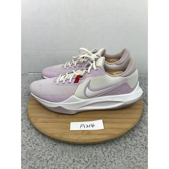 Nike Precision 6 White Doll Pink Athletic Basketball Shoes Mens 12 DD9535-100