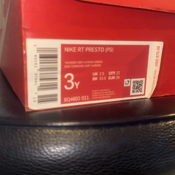 Nike React Presto GS Youth 3y Thunder Gray/ aurora Green Purple shoes