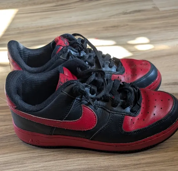 Nike Shoes Youth 6 Black Red Air Force 1 Low Anniversary Edition Nike Casual