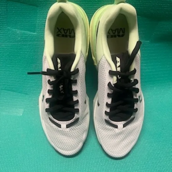 Nike White and Black Athletic Shoes With Light Green
