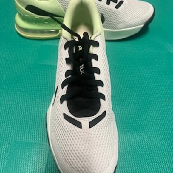 Nike White and Black Athletic Shoes With Light Green