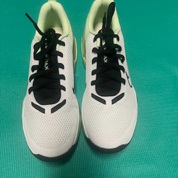 Nike White and Black Athletic Shoes With Light Green