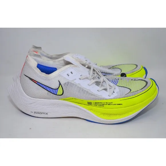 Nike ZoomX Vaporfly Next% 2 White Yellow Athletic Shoes Running Sneaker Men 11.5