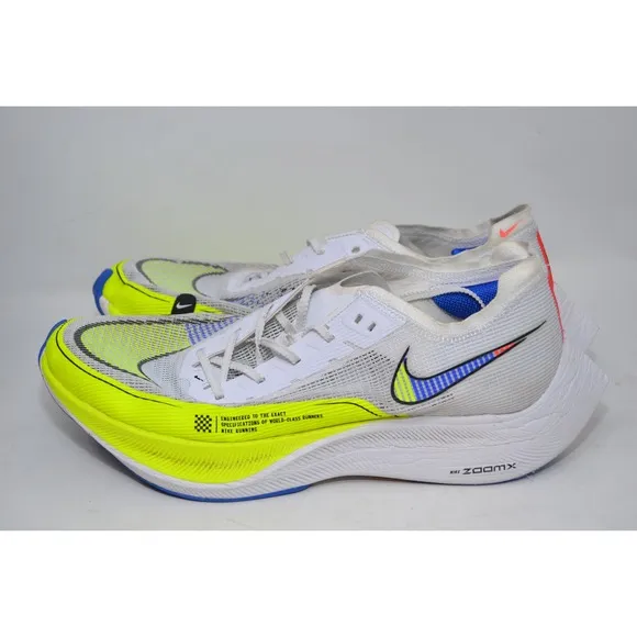 Nike ZoomX Vaporfly Next% 2 White Yellow Athletic Shoes Running Sneaker Men 11.5
